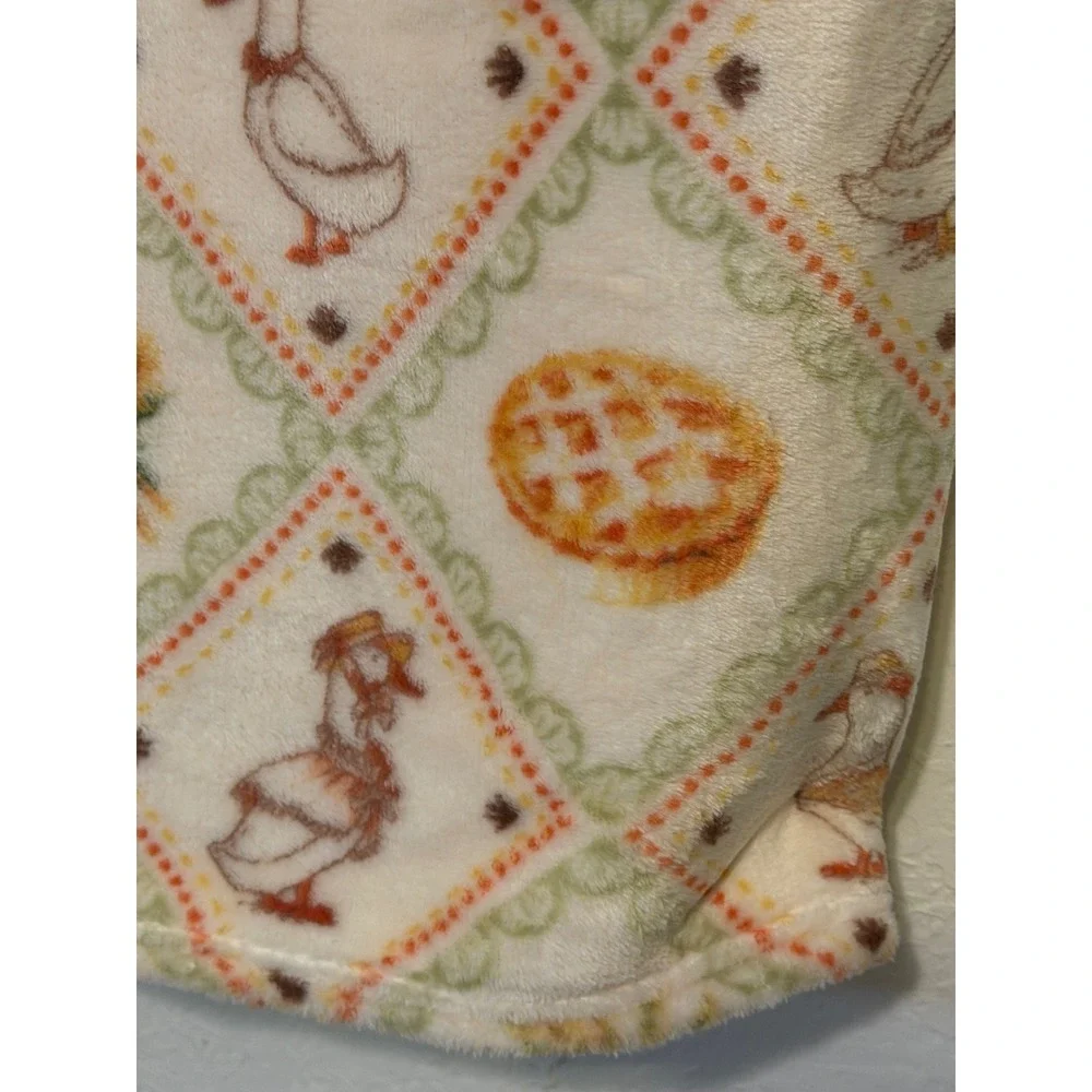 Harvest Goose RJ 1916 Plush Throw Blanket Fall Pumpkin Sunflower Twin 50x60